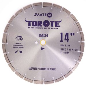 DISCO SEGMENTADO ASFALTO Y CONCRETO VERDE 14" ALTO RENDIMIENTO/ SERIE TOROTE